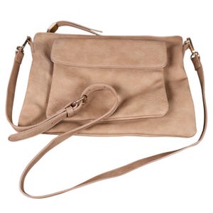 Shiraleah Jesse Vegan Leder Crossbody Handtasche Geldbörse Beige Tan verstellbaren Riemen Magnetverschluss Reißverschluss Tasche Damentasche Casual Chic