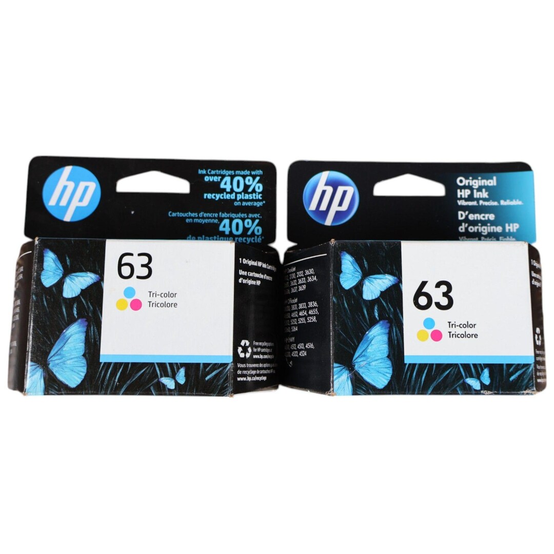 HP Original OEM Ink #63 Tri-color Cartridges F6U61AN Option 140 Genuine ...