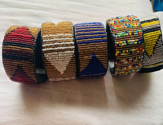Beaded African Arm Bracelets Thick Etsy