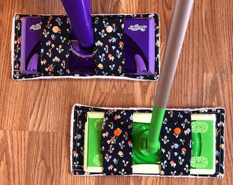Blue Mushroom Fabric Mop Pads: Reusable Wet/Dry Sweeper Cover