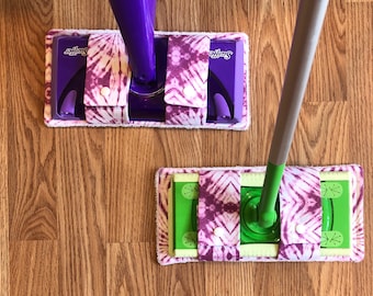 Purple Tie Dye Washable Mop Pads: Reusable Sweeper Cover