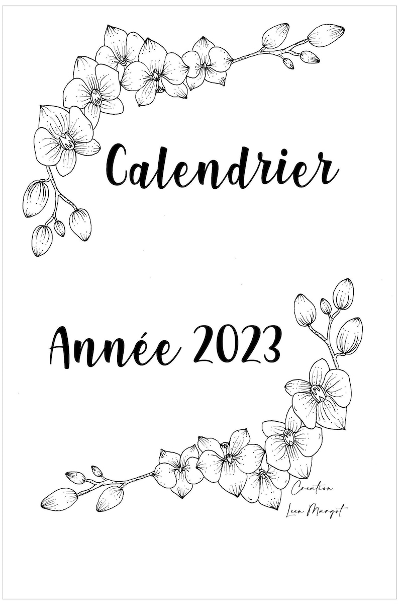 Calendrier mensuel 2023 à imprimer et à colorier - Etsy France