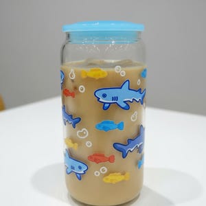 Gummy Shark 16oz Glass Tumbler | Aquarium Glass Cup image 1