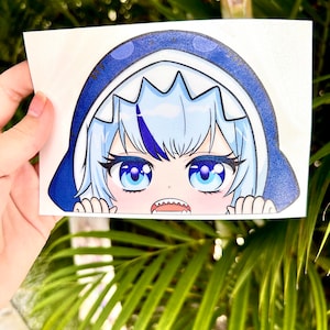 Anime Peeker Gawr Gura Vtuber Waterproof UV Resistant Vinyl Sticker Decal Fanart