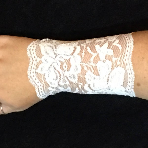 White Lace Wrist Cuffs or White Lace Boot Cuffs,  White Tattoo Cover UP Tattoo cover up, Tattoo Sleeve, Wedding Lace, arm band, Boot Lace,