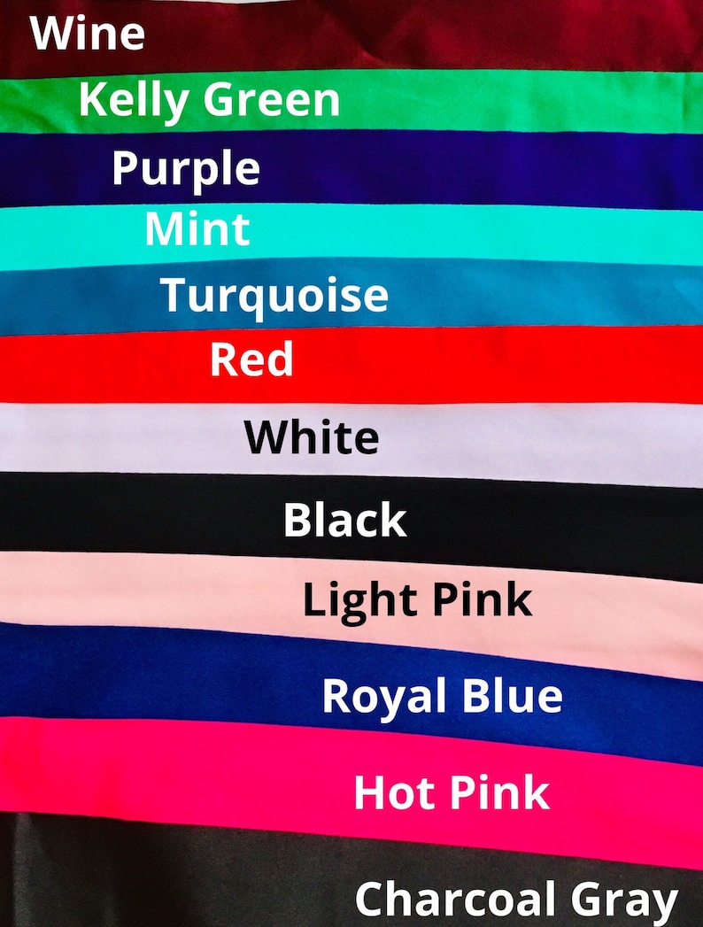 K&ouml;nnte beinhalten: Ein vertikales Bild, das 12 Stoffmuster in verschiedenen Farben zeigt. Die Farben sind: Wein, Kellygr&uuml;n, Lila, Minze, T&uuml;rkis, Rot, Wei&szlig;, Schwarz, Hellrosa, K&ouml;nigsblau, Pink und Anthrazitgrau.