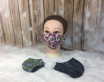 Face Mask with Wire Nose and Elastic,Adult Child Washable Face Mask, Reusable,Travel Mask, 100% Cotton Mask, Reusable Face mask, Child Mask