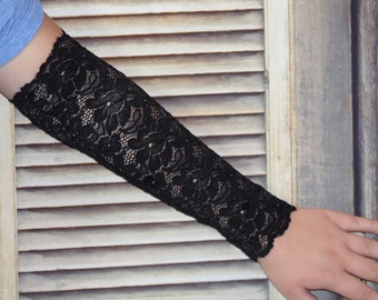 Black Arm Sleeve, Black Lace Cuff, Wrist Cuff,  Boho Accessories, Tattoo cover up, Boho cuffs, arm covers, lace cuffs, Tattoo Covers,