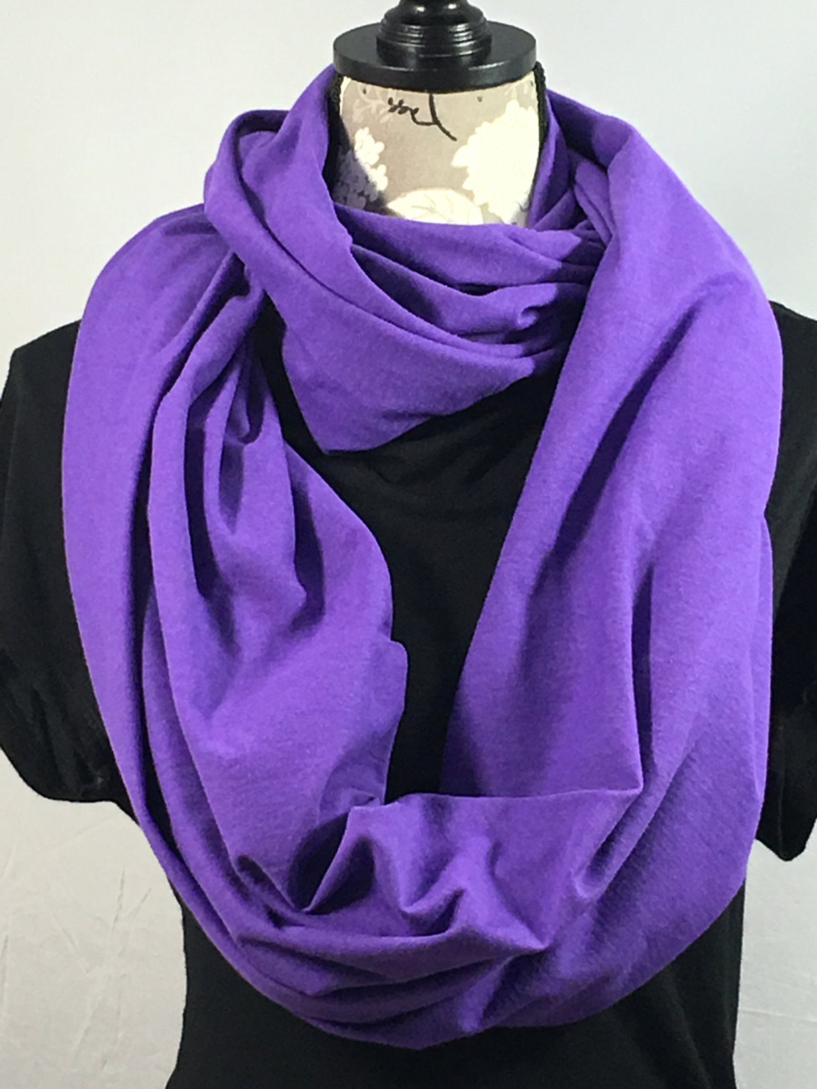 Purple Jersey Scarf Winter Scarf Gift for Her Scarves for Etsy