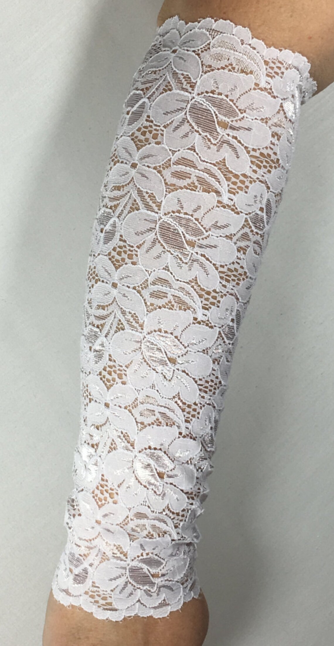 White Arm Sleeve Black Lace Cuff Wrist Cuff Boho Etsy
