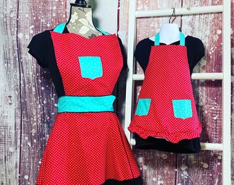 Vintage Inspired Apron, Vintage, Kid & Toddler Apron, Vintage Apron, Ruffled Apron,