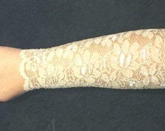 Cream Tattoo cover up, cream Arm Sleeve, creamLace Cuff, Wrist Cuff,  Boho Accessories, Boho cuffs, arm covers, lace cuffs, Tattoo Cover up,