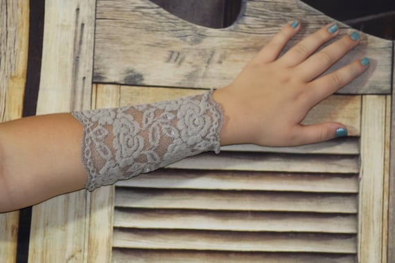 Taupe Lace Wrist Cuff, Wrist Cuff, Cuff, Tattoo Coverup, Boho
