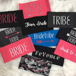 10 Bridal Party Customized Headbands, Custom Headband, Logo Headband, One color Vinyl Headband, Bride Tribe Headband, bachelorette Headbands