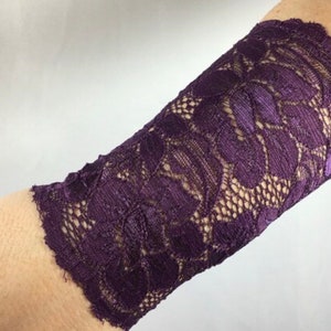 Purple Lace Cuffs, Wrist Accessories,  Boho, Tattoo cover up, Boho wristband, Lace, Tattoo Cover, Wedding Lace, Burlesque, punk