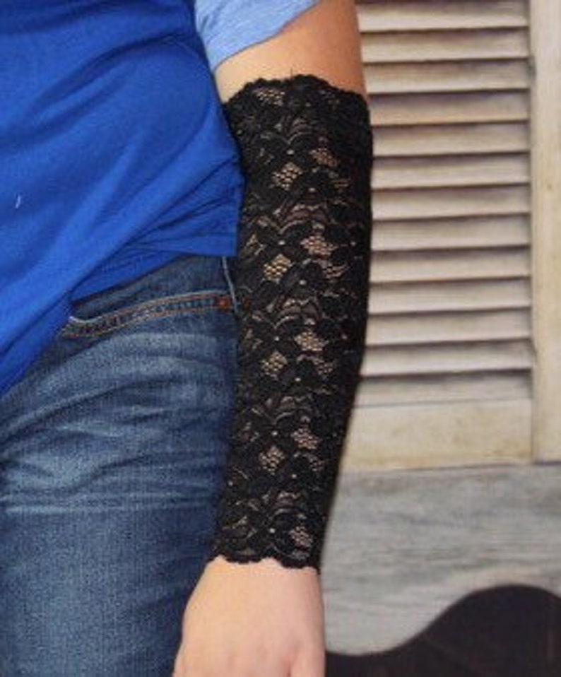 Black Arm Sleeve Black Lace Cuff Wrist Cuff Boho Etsy
