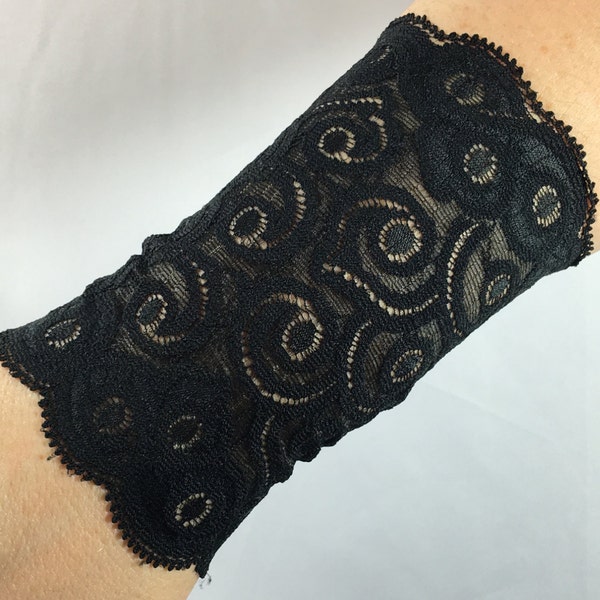 Black Lace Wrist Cuff or Black Cuff, Wrist Cuff,   Tattoo coverup, Boho cuffs, arm covers lace cuffs,Tattoo Covers, Lace