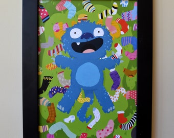 Sock Monster Print tamaño A4 o A5