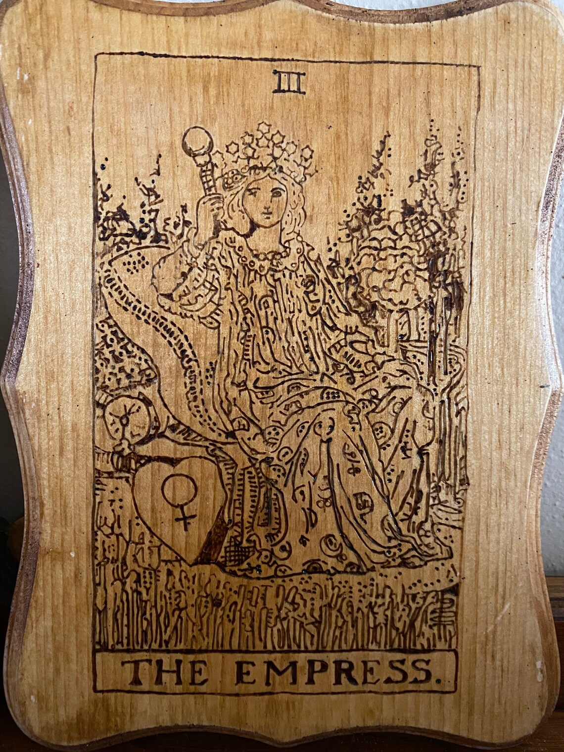 The Empress Hanged Man Tarot Card Mystical New Age Wood Etsy