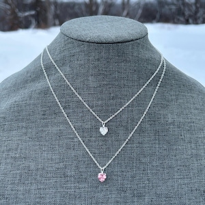 A LITTLE LOVE Swarovski 8mm heart shaped necklace in a silver setting - comes in light rose pink and crystal clear
