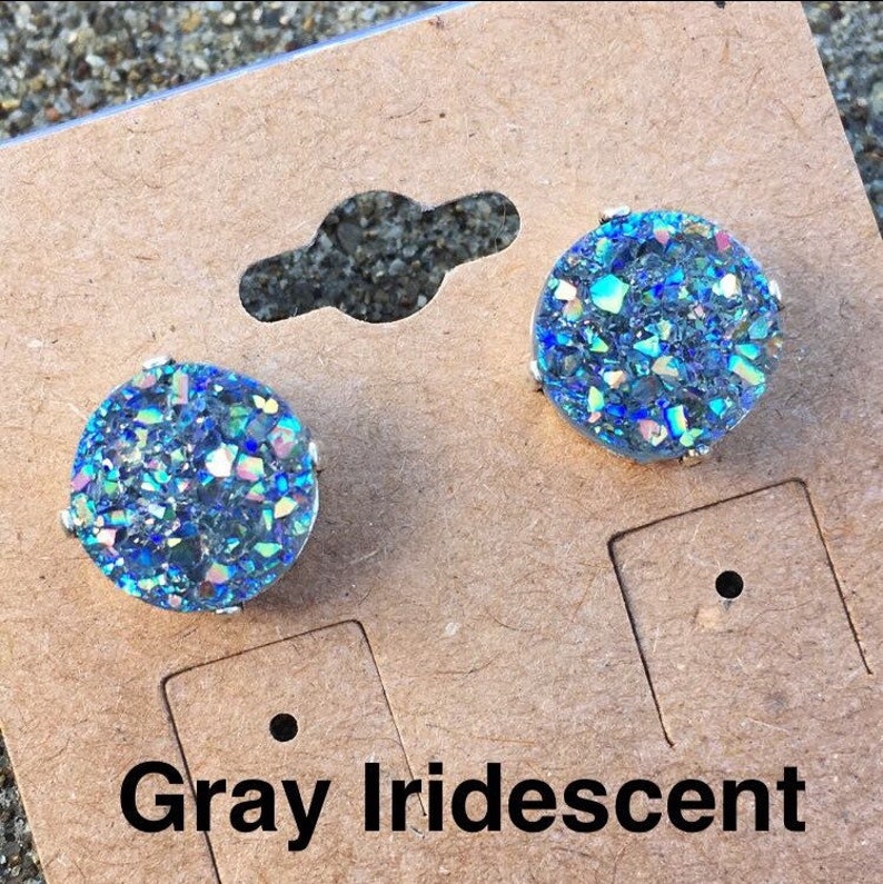 DRUZY STUDS 12mm Druzy stud earrings come in a variety of Etsy