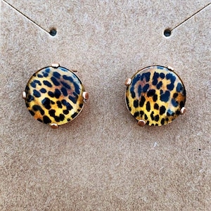 CHEETAH-LICIOUS 12mm cheetah/leopard print stud or drop earrings