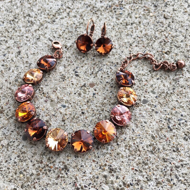 AUTUMN BRONZE Swarovski Crystal 12mm Jewelry Set in Copper Etsy