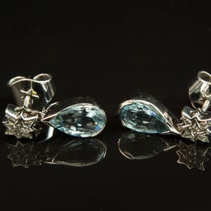 Vintage Aquamarine and Diamond drop Earrings