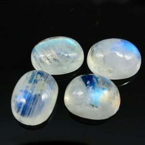 Rainbow moonstone cabochons 9 x 7mm x4 image 1