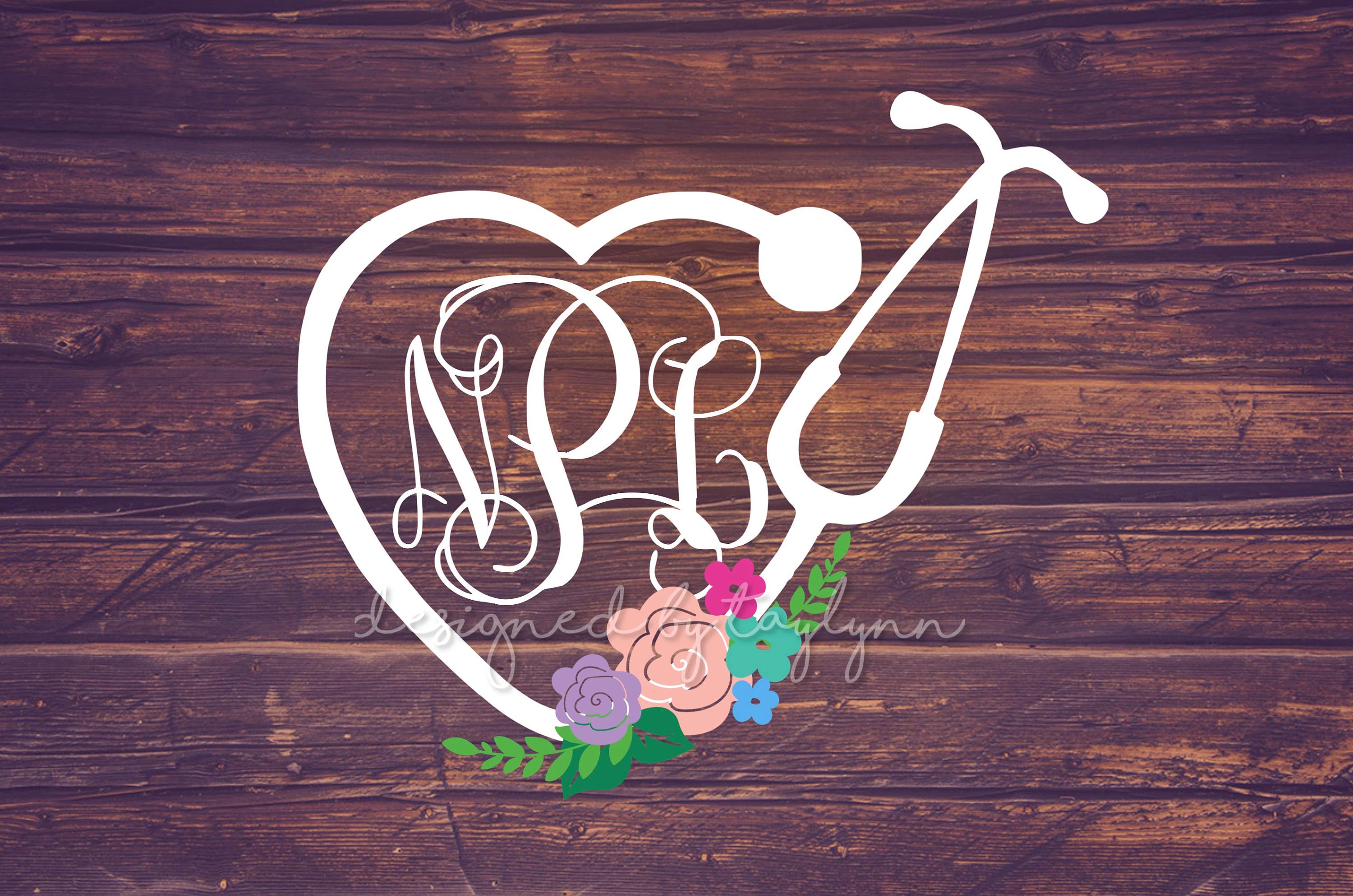 Download Stethoscope Monogram Floral Stethoscope Monogram Decals | Etsy