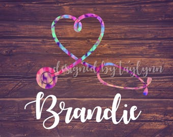 Stethoscope Name Decal, Stethoscope Monogram, Decals, Floral Monograms, Nurse Decals, Nursing, Yeti Decal, Car Decal, Monogram, Stickers