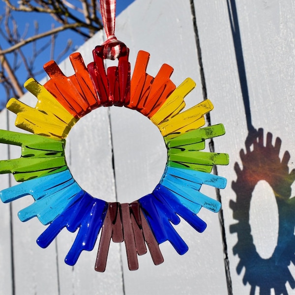 Rainbow Fused Glass Suncatcher