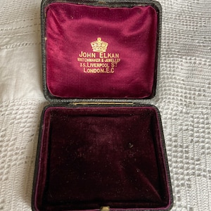 Antike Schmuckkästchen Vintage Schmuckkästchen John Elkan Burgundy Velvet Lined