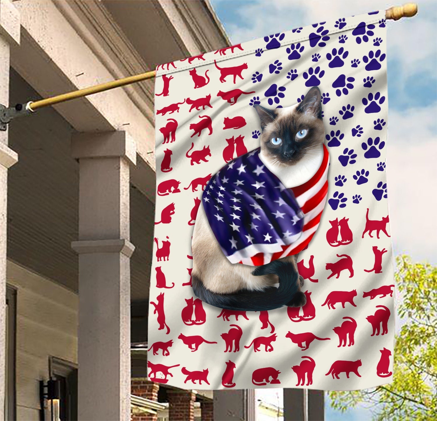 Siamese Cat Garden Flag Patriotic Cat Flag Cat American Etsy
