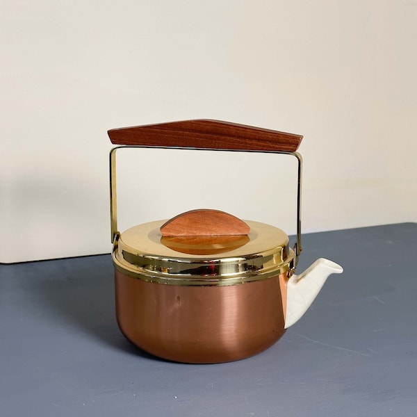 Kupfer-Teekanne, isolierte Teekanne, 60er Jahre