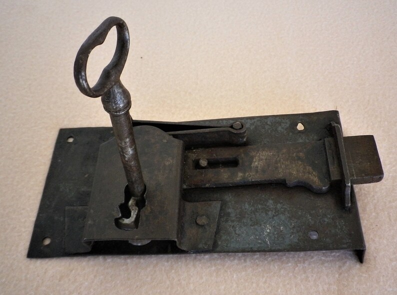 Vintage Door Lock And Key Antique Spanish Rustic Skeleton Etsy