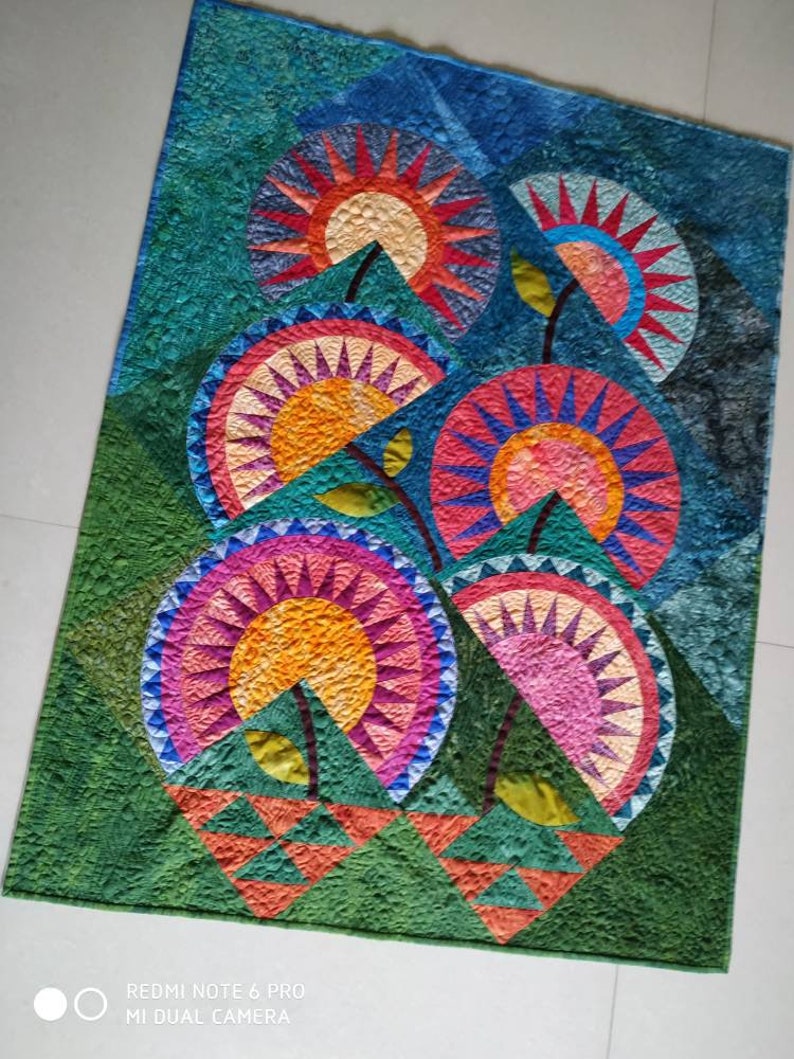 Wall art quilt colorful art quilt textile art contemporary Etsy