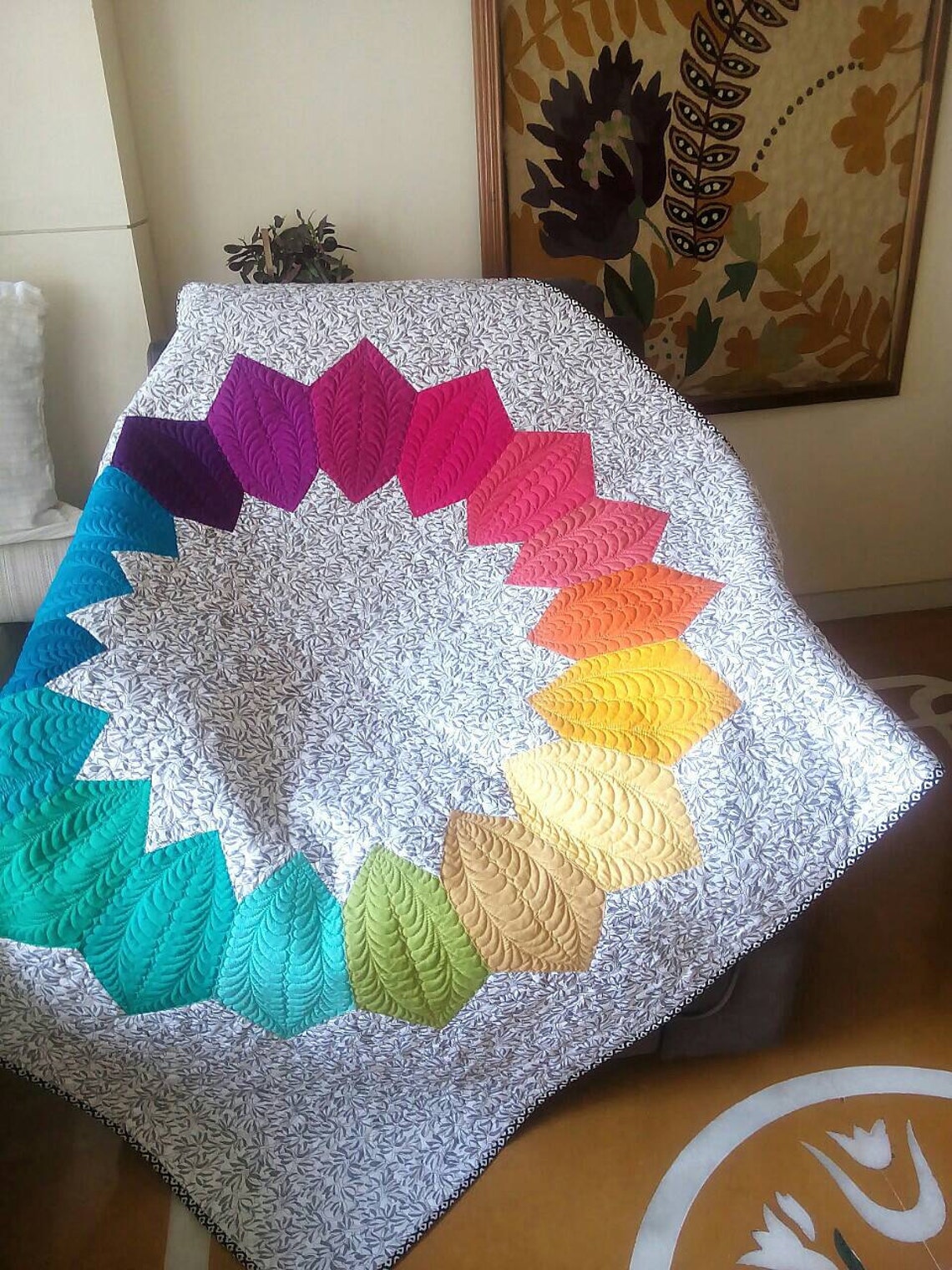 Modern throw. Ombre quilt. Colorful quilt. Lap quilt. Color Etsy