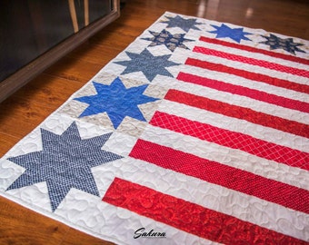 American flag quilt, flag throw, star quilt, 4july sale, patriotic quilt, baby Quilt, flag decoration, flag patchwork quilt, USA flag, sale