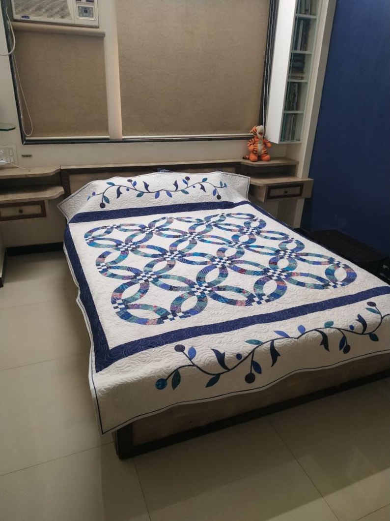 Buy Double Wedding Ring Quilt Queen Size Quilt Homemade Quilt Online in
