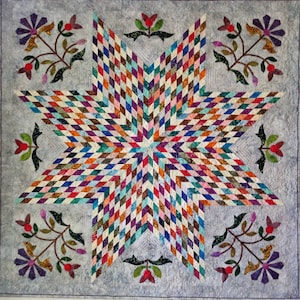 Lone star quilt. Quilted wall art. Texas star quilt. Patchwork quilt. Bethlehem star quilt. Handmade quilt. Homemade quilt. Heirloom quilt.