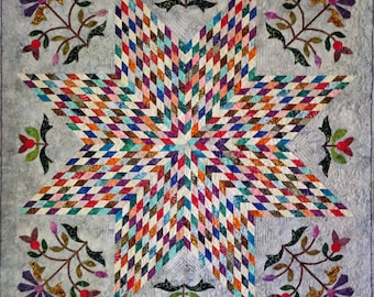 Lone star quilt. Quilted wall art. Texas star quilt. Patchwork quilt. Bethlehem star quilt. Handmade quilt. Homemade quilt. Heirloom quilt.