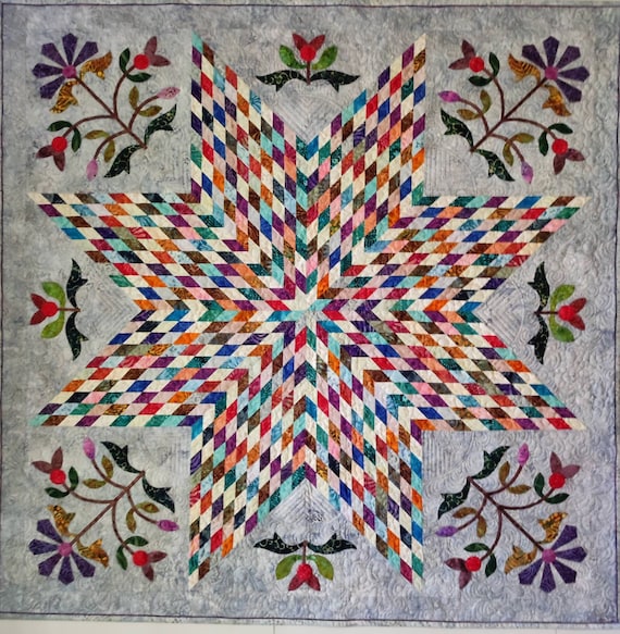 Lone star quilt. Quilted wall art. Texas star quilt. Patchwork quilt. Bethlehem star quilt. Handmade quilt. Homemade quilt. Heirloom quilt.