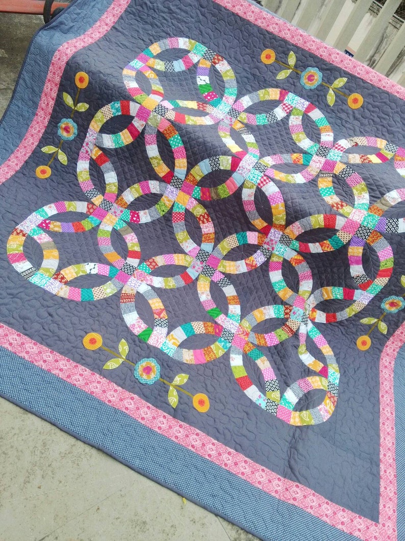 Double Wedding Ring Quilt. Wedding Gift. Homemade Quilt. Etsy