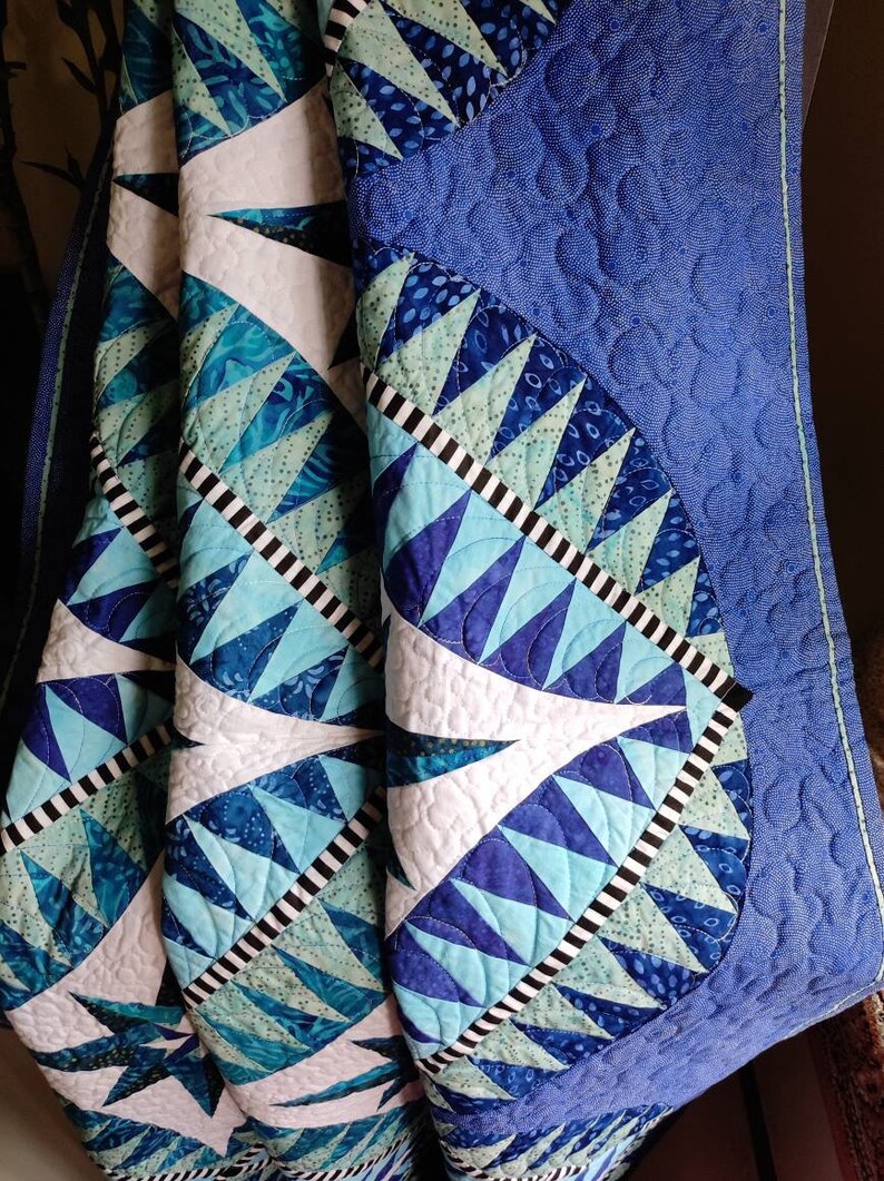 Blue Wall Art Quilted Wall Hanging Blue Quilt Star Quilt - Etsy