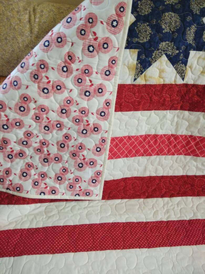 American Flag Quilt Flag Throw Star Quilt 4july Sale | Etsy