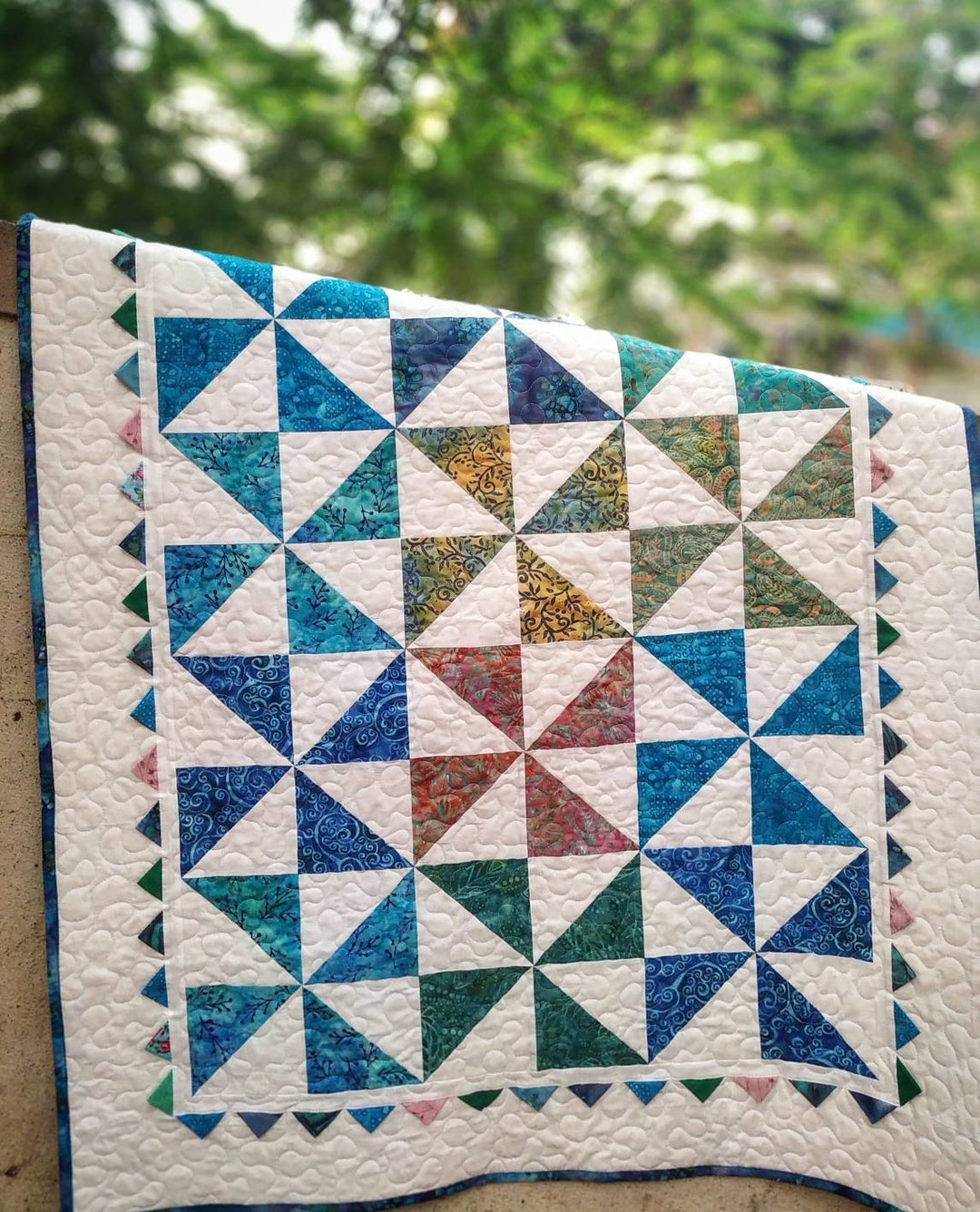 Beautiful Baby Quilt, Blue Baby Quilt, Lap Quilt, Handmade Quilt Sale