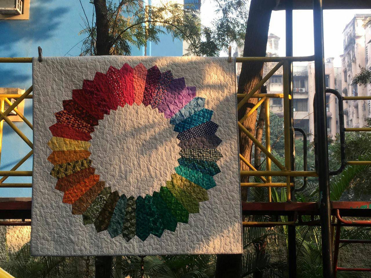 Rainbow Throw Quilt, Modern Throw, Color Wheel Quilt, Couch Throw Quilt ...