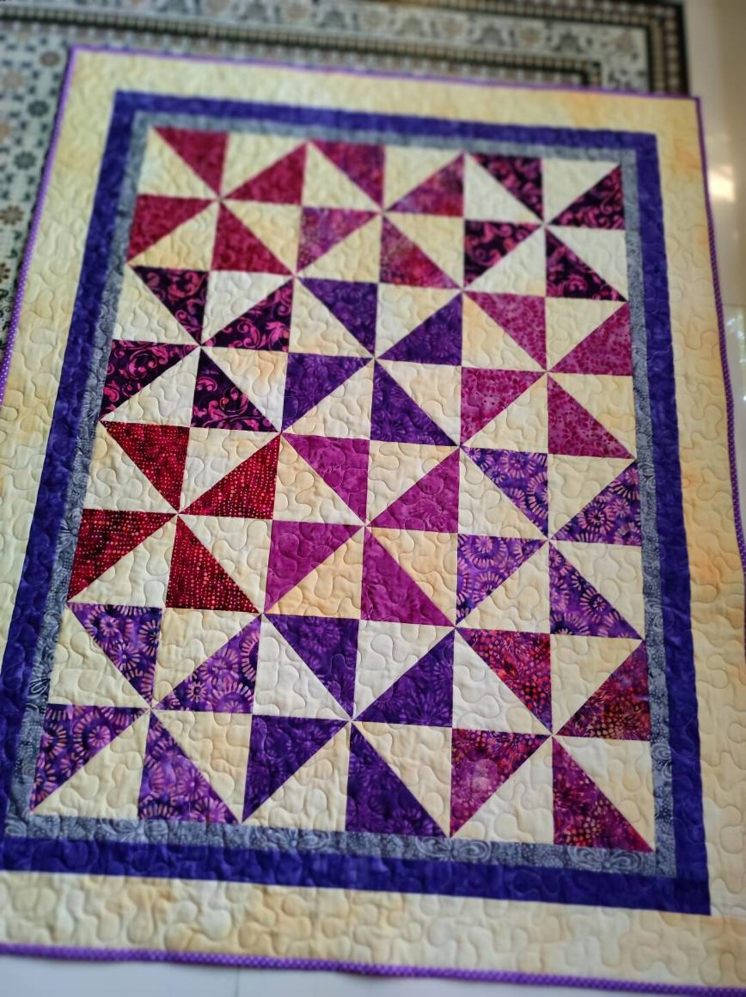 Purple Baby Quilt Quilted Throw Lap Quilt Pinwheel Quilt Etsy