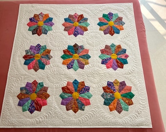 Edredón de platos de Dresde, tapiz acolchado, edredón para bebé, manta acolchada, edredón de colección, edredón patchwork, venta de edredones hechos a mano.